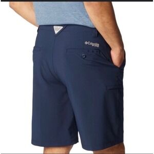 Columbia Collegiate Navy PFG Grander Marlin II Offshore Flat Front UPF 50 Shorts